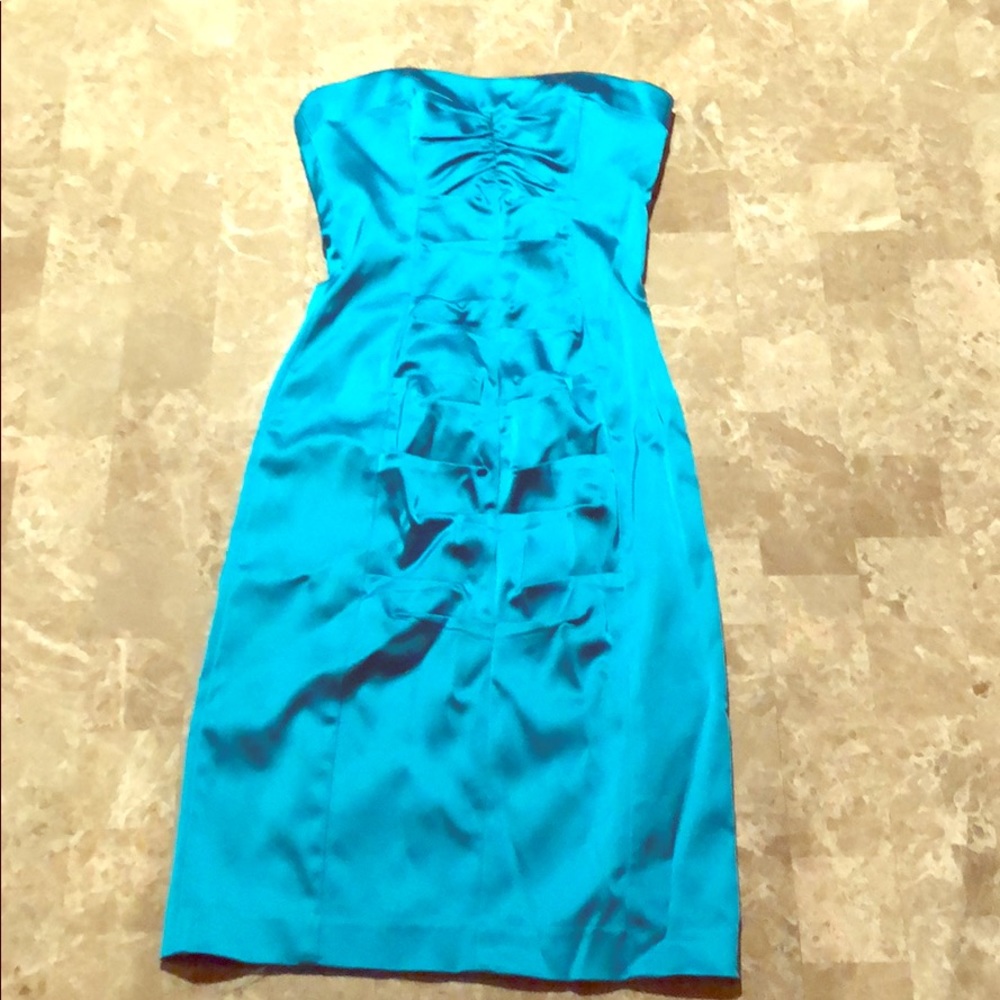 CACHE AQUA BLUE STRAPLESS EVENING GOWN SIZE 2